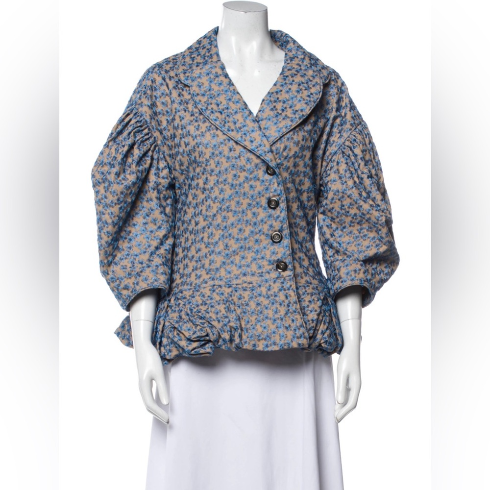 Kika Vargas Jacket Floral Print, Pointed Collar, Button Closure size XS